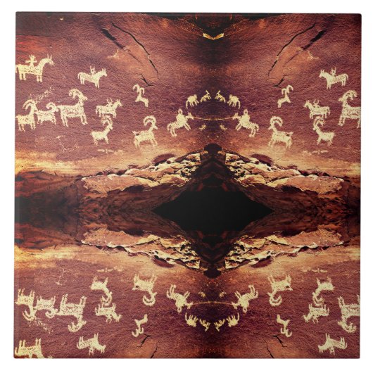 Southwest Petroglyph Ceramic Tile タイル (正面)