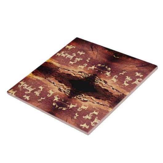 Southwest Petroglyph Ceramic Tile タイル (側面)
