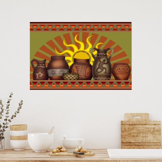 Southwest Pottery Poster ポスター (キッチン)