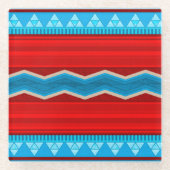 Southwest River Canyon Geometric Red Turquoise ガラスコースター (正面)
