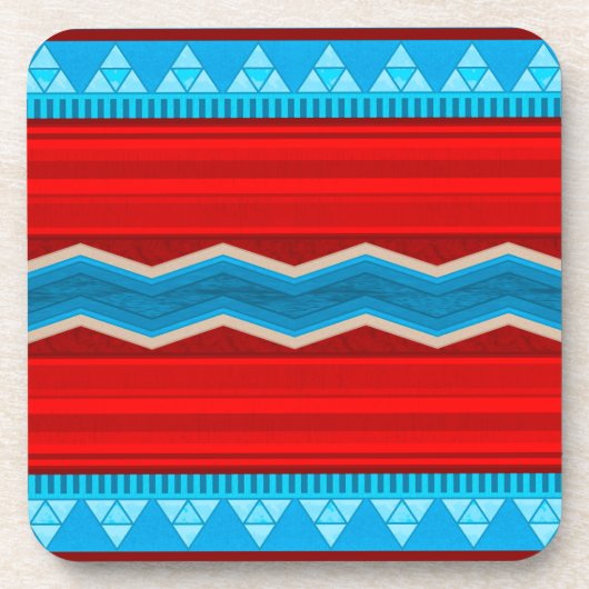 Southwest River Canyon Geometric Red Turquoise コースター (正面)