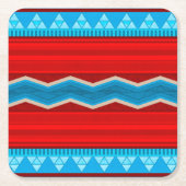 Southwest River Canyon Geometric Red Turquoise  スクエアペーパーコースター (正面)