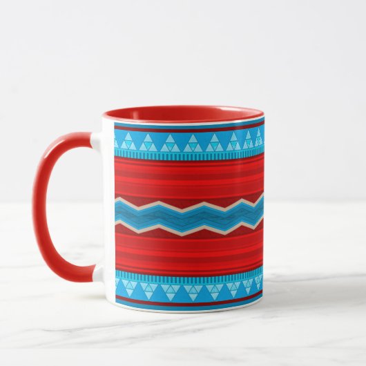 Southwest River Canyon Geometric Red Turquoise マグカップ (左)