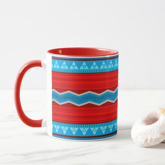 Southwest River Canyon Geometric Red Turquoise マグカップ (ドーナツ)