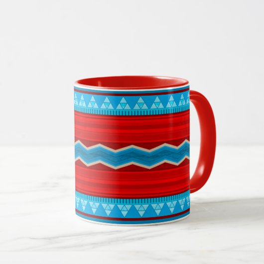Southwest River Canyon Geometric Red Turquoise マグカップ (正面右)