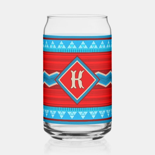 Southwest River Canyon Red Turquoise Monogram ガラス缶 (正面)