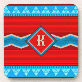 Southwest River Canyon Red Turquoise Monogram コースター (正面)