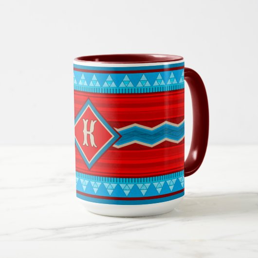 Southwest River Canyon Red Turquoise Monogram マグカップ (正面右)