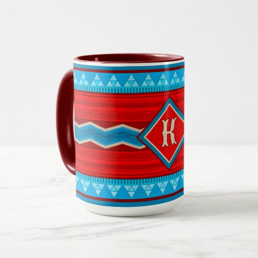 Southwest River Canyon Red Turquoise Monogram マグカップ (正面左)