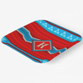 Southwest River Canyon Red Turquoise Monogrammed ペーパープレート (傾斜あり)