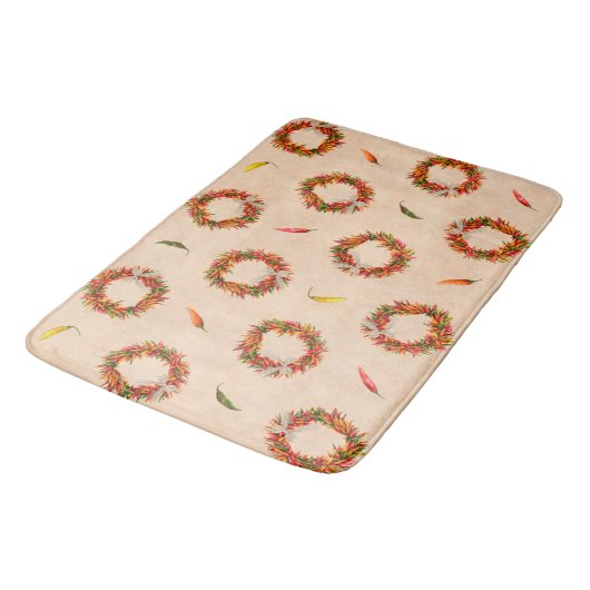 Southwest Rustic Chile Peppers Wreaths   バスマット (アングル)