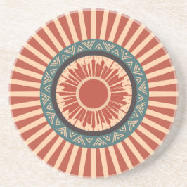 Southwest Sun Tribal Mandala Wall Clock コースター