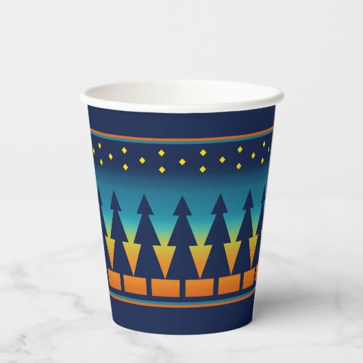 Southwest Sunset Starry Night and Pines Design 紙コップ (裏面)