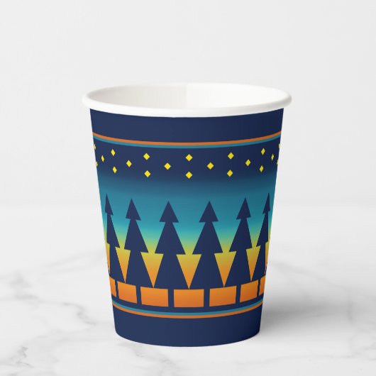 Southwest Sunset Starry Night and Pines Design 紙コップ (左)