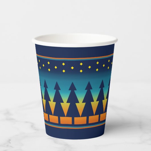 Southwest Sunset Starry Night and Pines Design 紙コップ (正面)