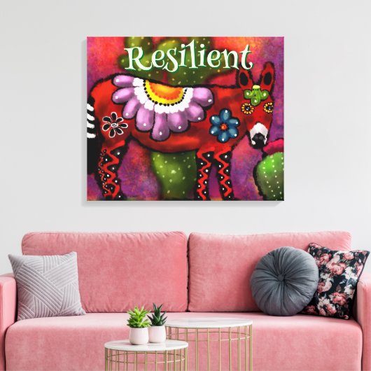 Southwest Talavera-Style Donkey Personalized キャンバスプリント (インサイチュ (リビング))