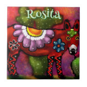 Southwest Talavera-Style Donkey Personalized タイル (正面)