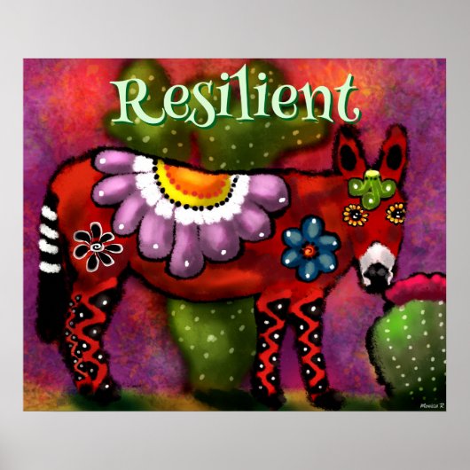 Southwest Talavera-Style Donkey Personalized ポスター (正面)