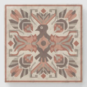 Southwest Tribal Bird Sacred Geometric Symmetry ストーンコースター (正面)