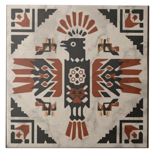 Southwest Tribal Eagle Geometric Ancestral Symbol タイル (正面)