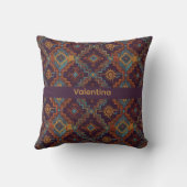 Southwest Tribal Gold Turquoise Dark Purple クッション (裏面)