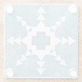 Southwest Winter Geometric Snowflake Design ガラスコースター (裏面)