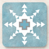 Southwest Winter Geometric Snowflake Design コースター (正面)