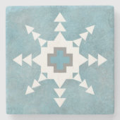 Southwest Winter Geometric Snowflake Design ストーンコースター (正面)