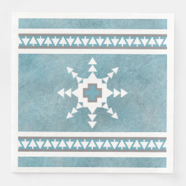 Southwest Winter Geometric Snowflakes Blue
