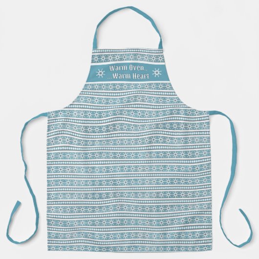 Southwest Winter Snowflake Pine Personalized Blue エプロン (正面)