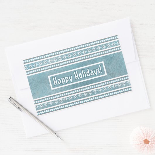 Southwest Winter Snowflakes & Pine Trees Blue 長方形シール (封筒)