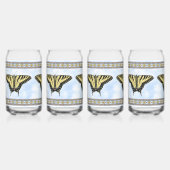 Southwest Yellow Swallowtail Butterflies Pattern ガラス缶 (正面)