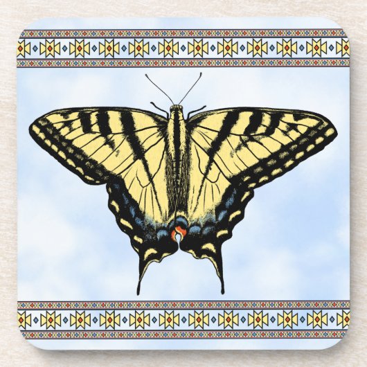 Southwest Yellow Swallowtail Butterfly Blue Sky コースター (正面)