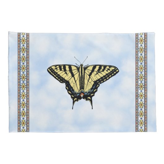 Southwest Yellow Swallowtail Butterfly Blue Sky 枕カバー (裏面-右)