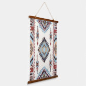 Southwestern Aztec Geometric Boho Blue, Rust & Cre 吊り下げ型タペストリー (傾斜あり)