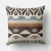 Southwestern Aztec Geometric Pattern in Black クッション (裏面)