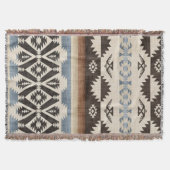 Southwestern Aztec Geometric Pattern in Black スローブランケット (正面)