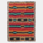 Southwestern Aztec Geometric Stripe Pattern スローブランケット (正面縦)