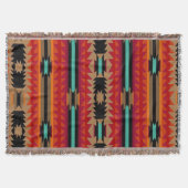 Southwestern Aztec Geometric Stripe Pattern スローブランケット (正面)