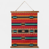 Southwestern Aztec Geometric Stripe Pattern 吊り下げ型タペストリー (正面)