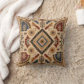 Southwestern Aztec Tribal Geometric Pattern クッション (ブランケット)