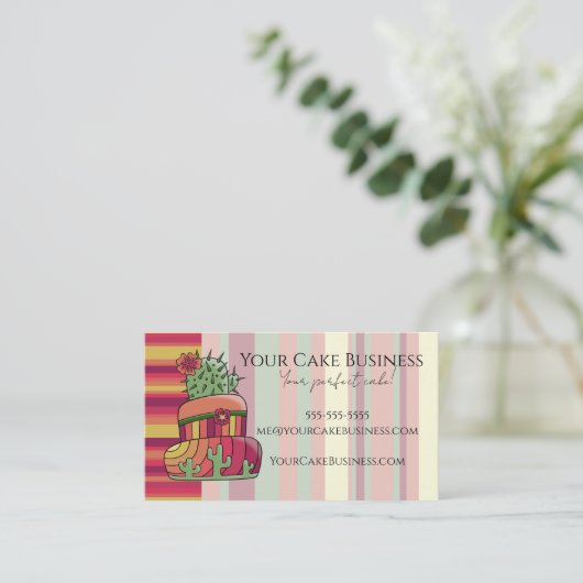 Southwestern Cactus Business Card 名刺 (スタンド正面)