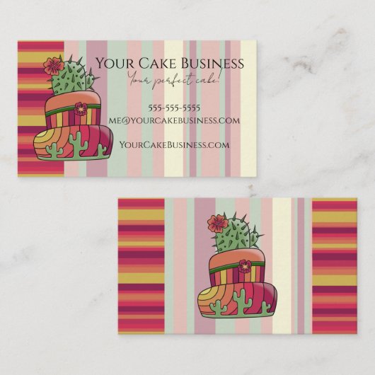 Southwestern Cactus Business Card 名刺 (正面/裏面)