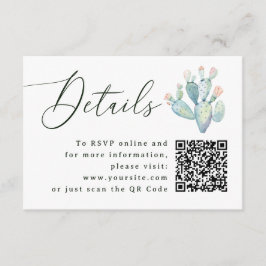 Southwestern Cactus Wedding Details + QR | Website エンクロージャーカード