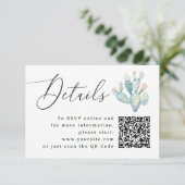 Southwestern Cactus Wedding Details + QR | Website エンクロージャーカード (スタンド正面)