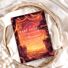 Southwestern Cowboy Boots Baby Shower 招待状