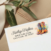 Southwestern Cowgirl Boots Return Address Label ラベル