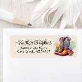 Southwestern Cowgirl Boots Return Address Label ラベル (インサイチュ)