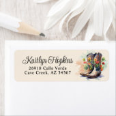 Southwestern Cowgirl Boots Return Address Label ラベル (インサイチュ)