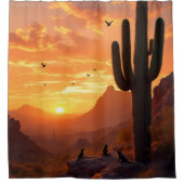 Southwestern Desert at Sunset シャワーカーテン (正面)